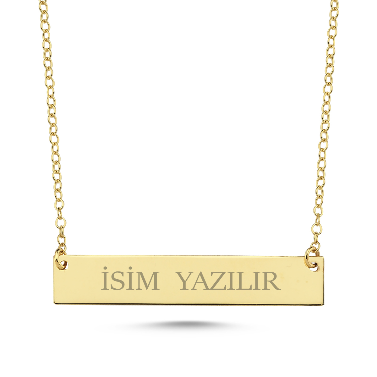 Yatay Plaka Altın Kolye