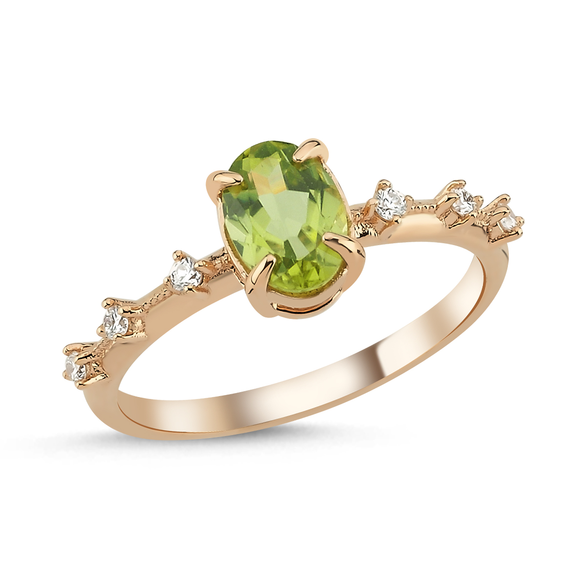 Pırlantalı Peridot Yüzük