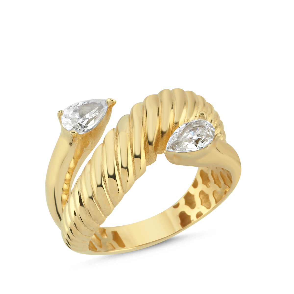 14 Ayar Zirkon Taşlı Burgu Yüzük