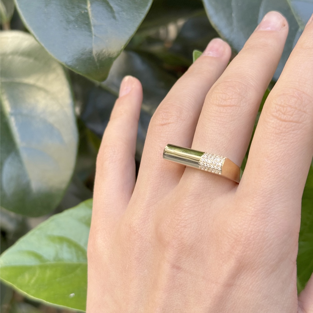 14 Ayar Geometrik Tasarımlı Yüzük