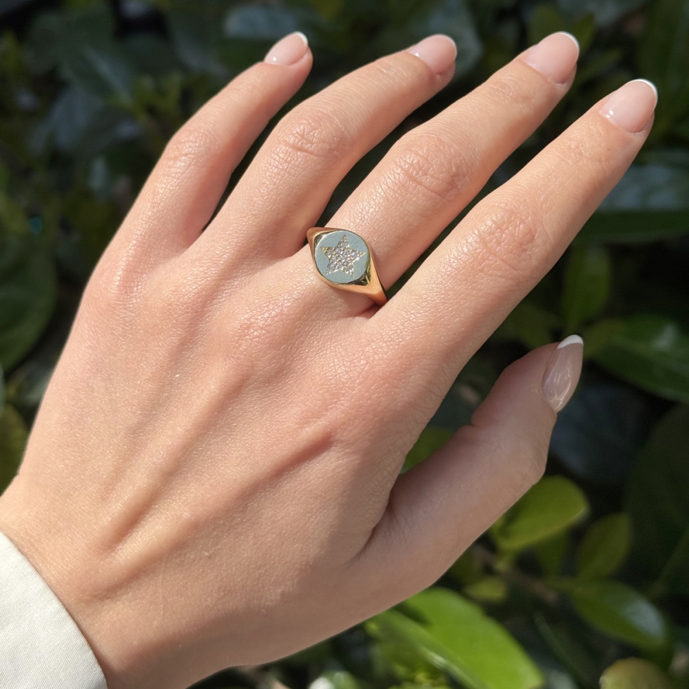 14 Ayar Zirkon Taşlı Yıldız Yüzük