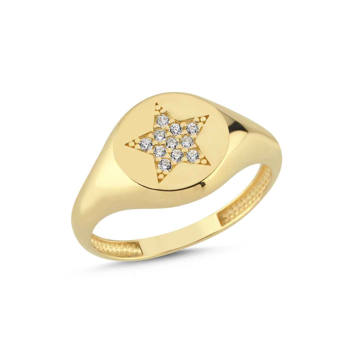 14 Ayar Zirkon Taşlı Yıldız Yüzük
