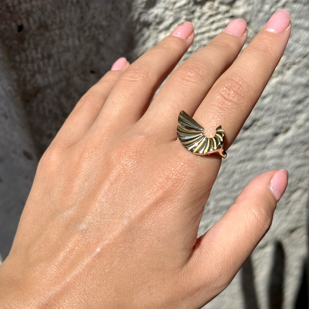 14 Ayar Deniz Kabuğu Yüzük