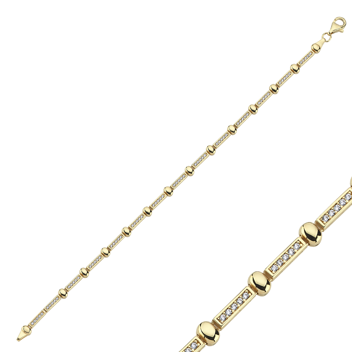 14 Ayar Taşlı Kanal Bileklik