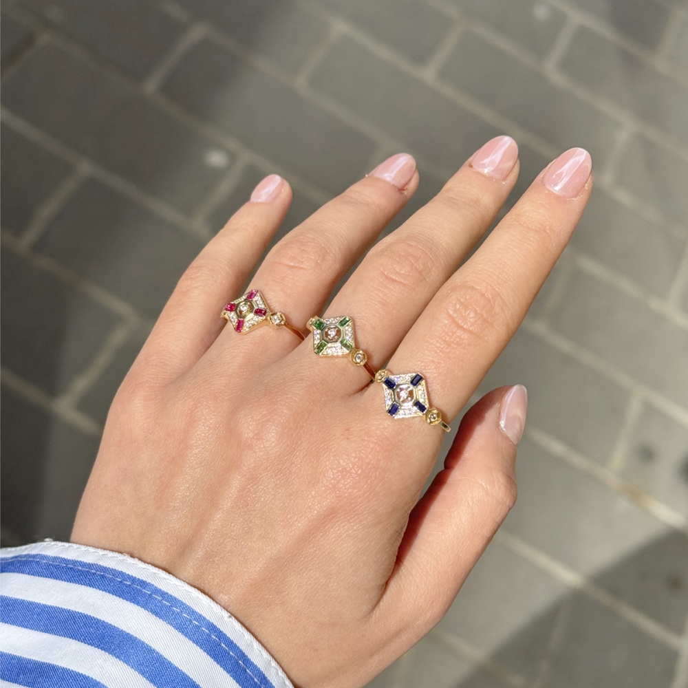 14 Ayar Mavi Taşlı Altın Yüzük