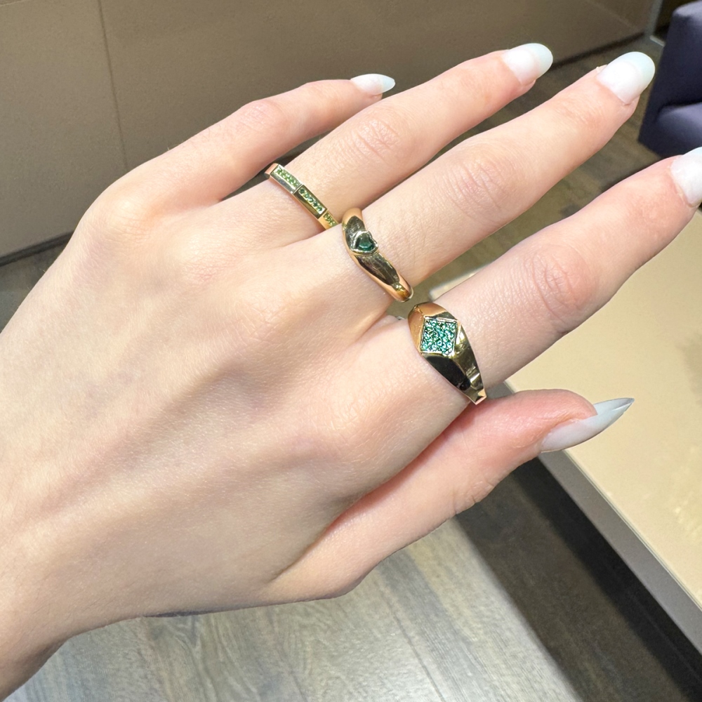 14 Ayar Yeşil Taşlı Şövalye Yüzük