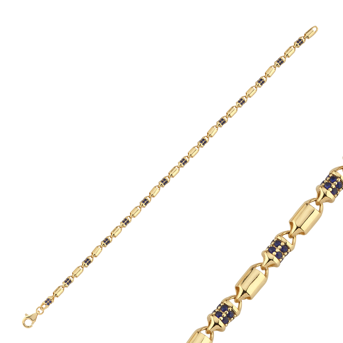 14 Ayar Siyah Taşlı Silindir Bileklik