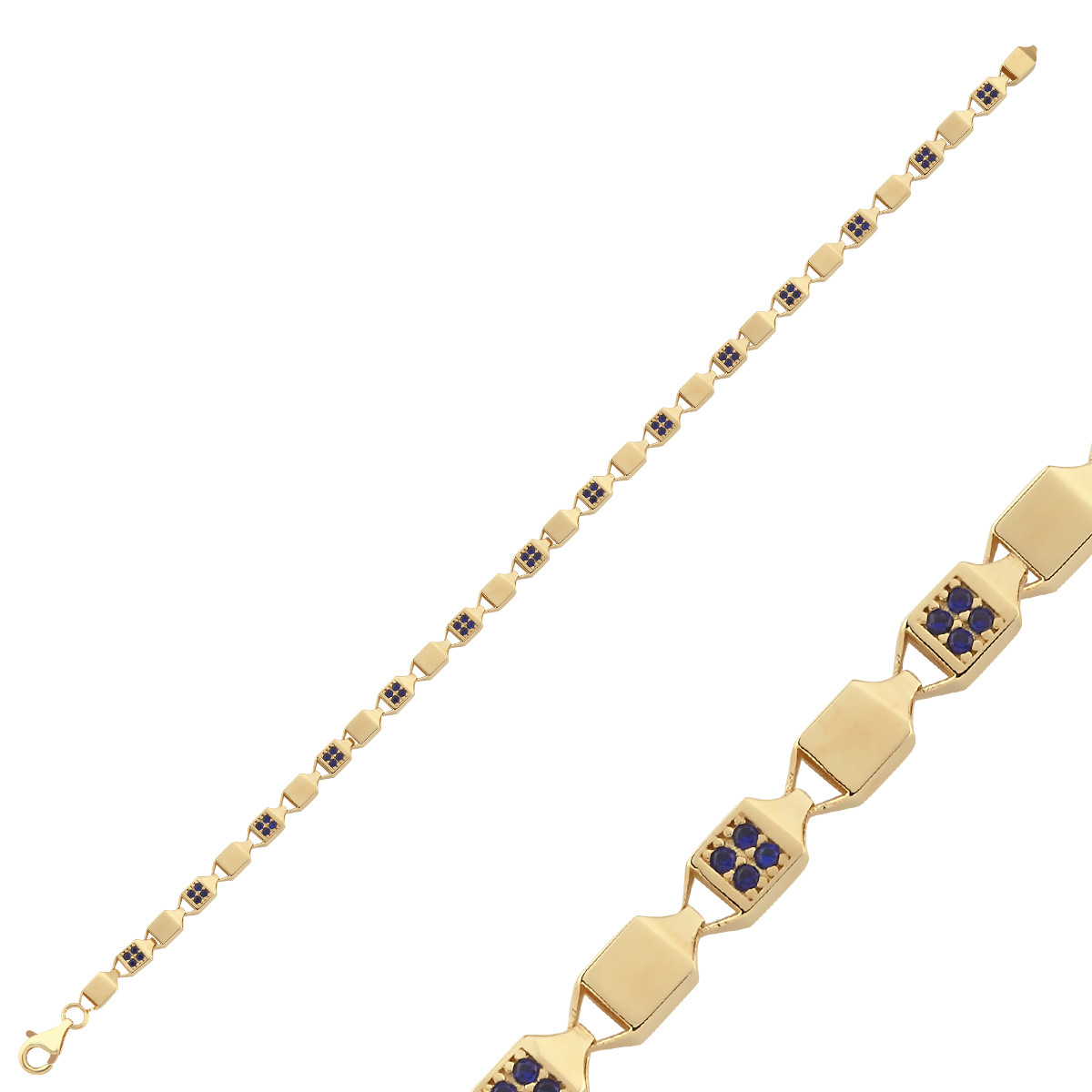 14 Ayar Mavi Taşlı Küp Bileklik