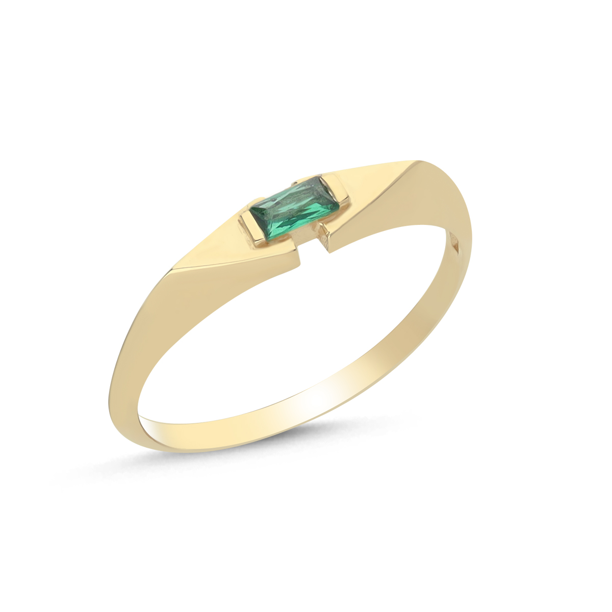 14 Ayar Yeşil Taşlı Yüzük