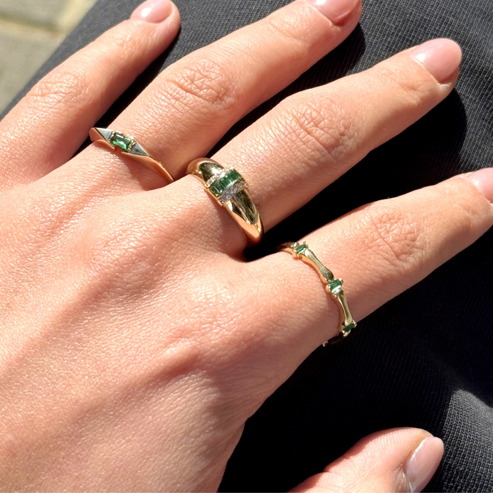 14 Ayar Yeşil Taşlı Yüzük