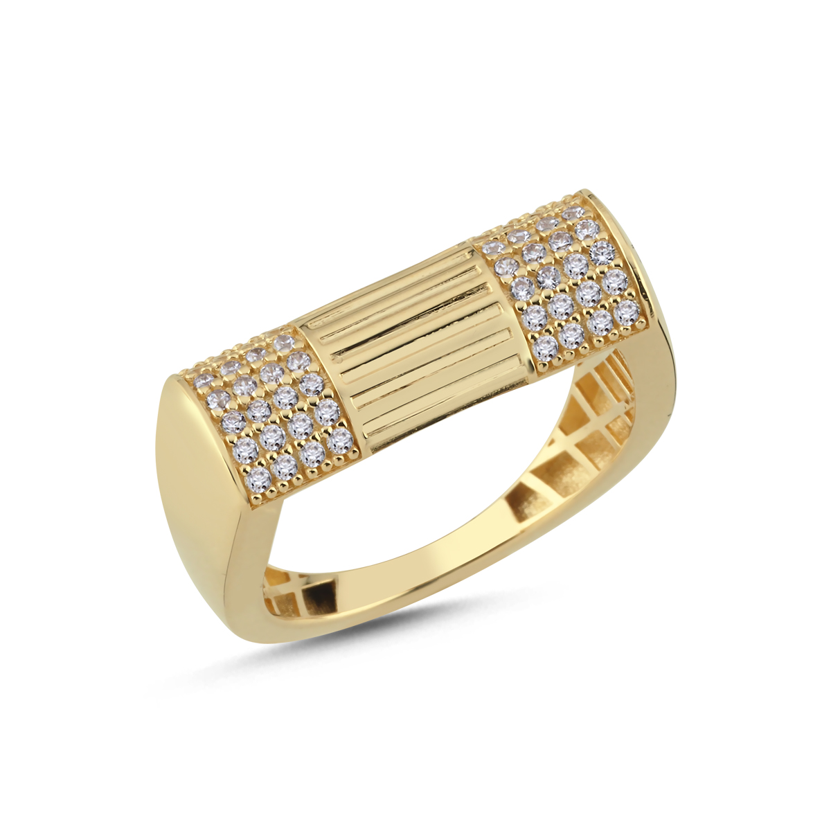 14 Ayar Modern Tasarımlı Yüzük