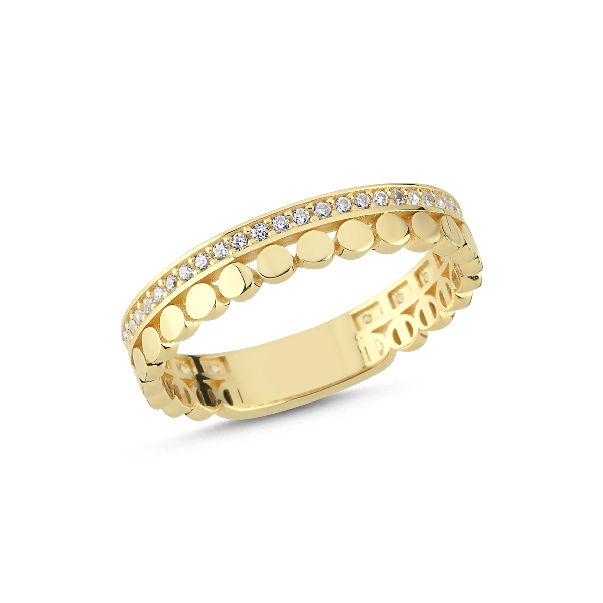 14 Ayar Sıra Taşlı Stack Yüzük