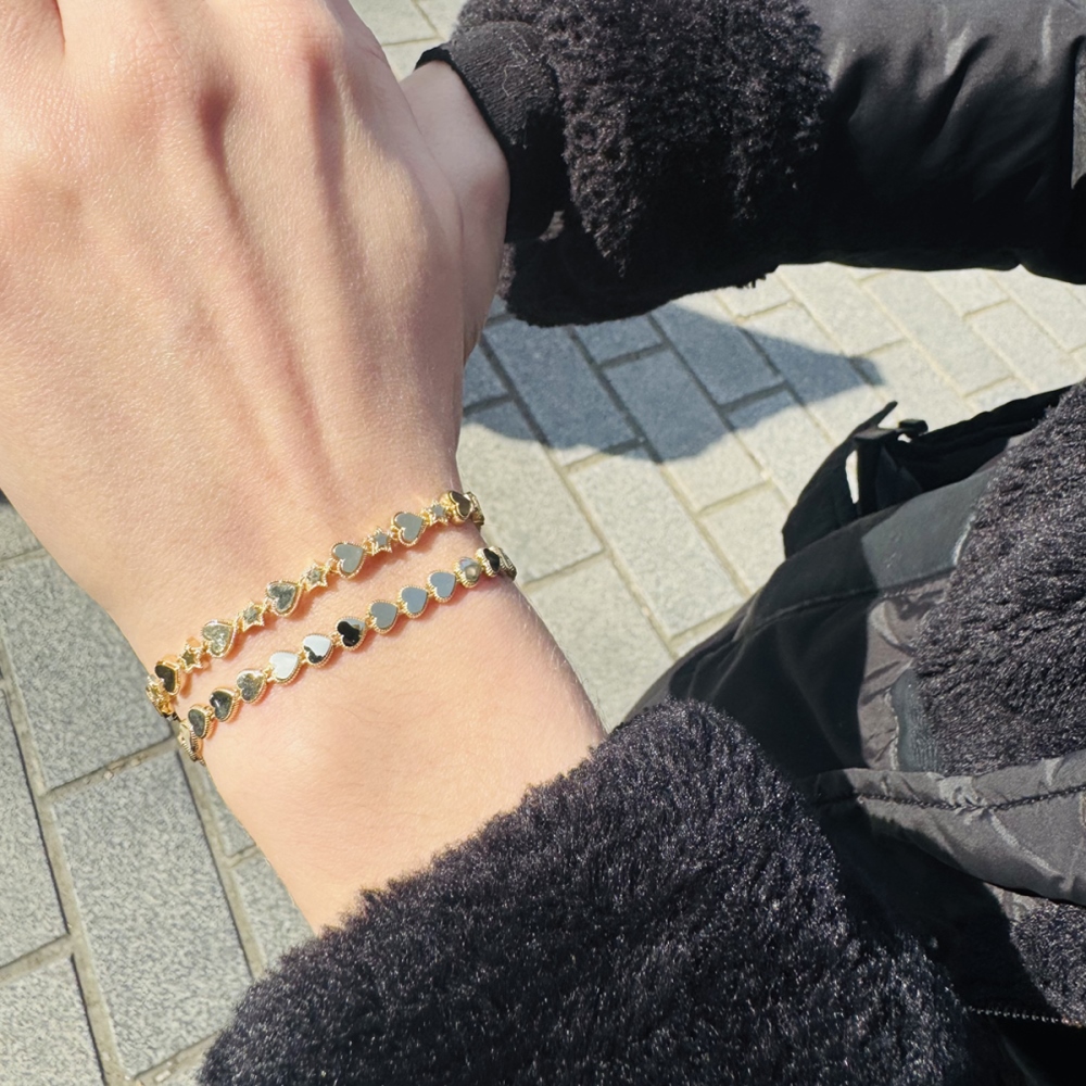 14 Ayar Kalp Ve Yıldız Motifli Bileklik