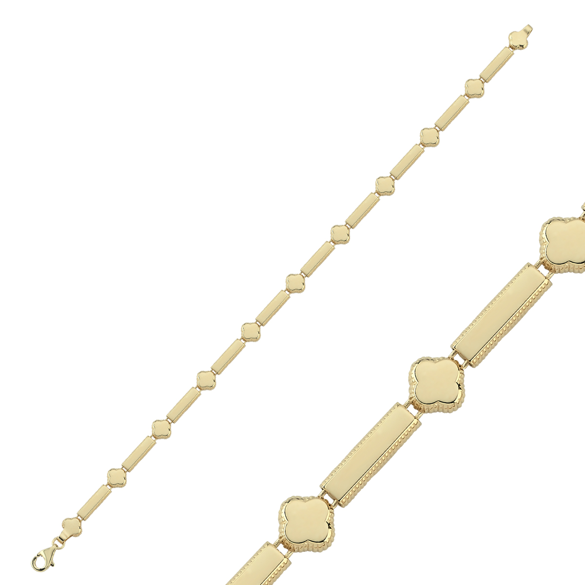 14 Ayar Çiçek Motifli Bileklik