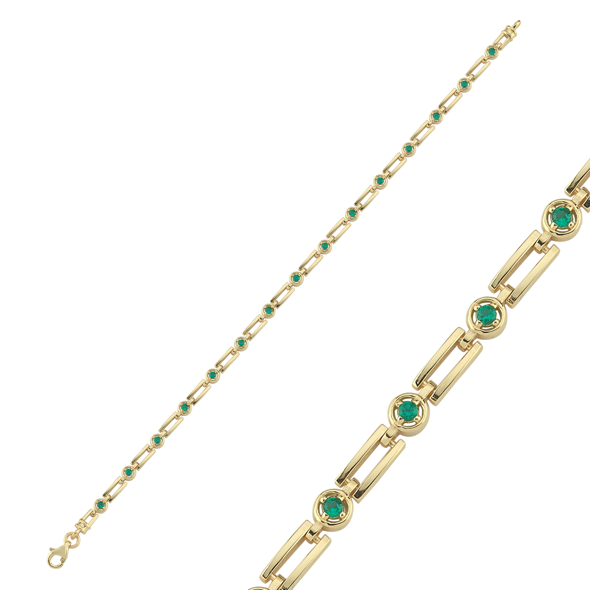 14 Ayar Yeşil Taşlı Bileklik