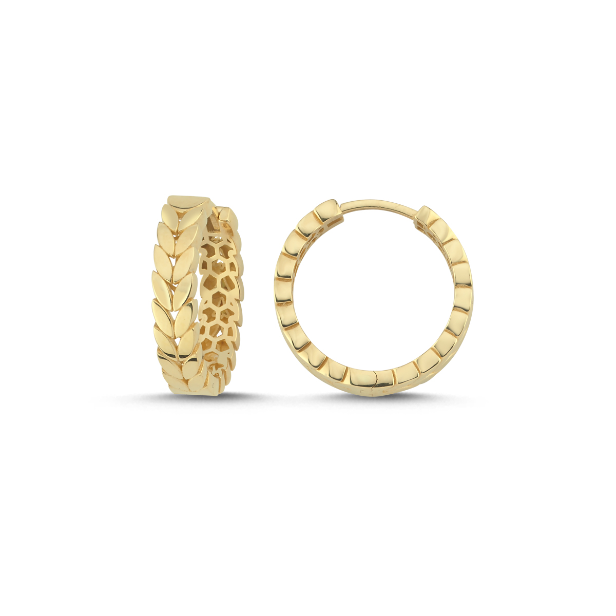 14 Ayar Yaprak Model Halka Küpe