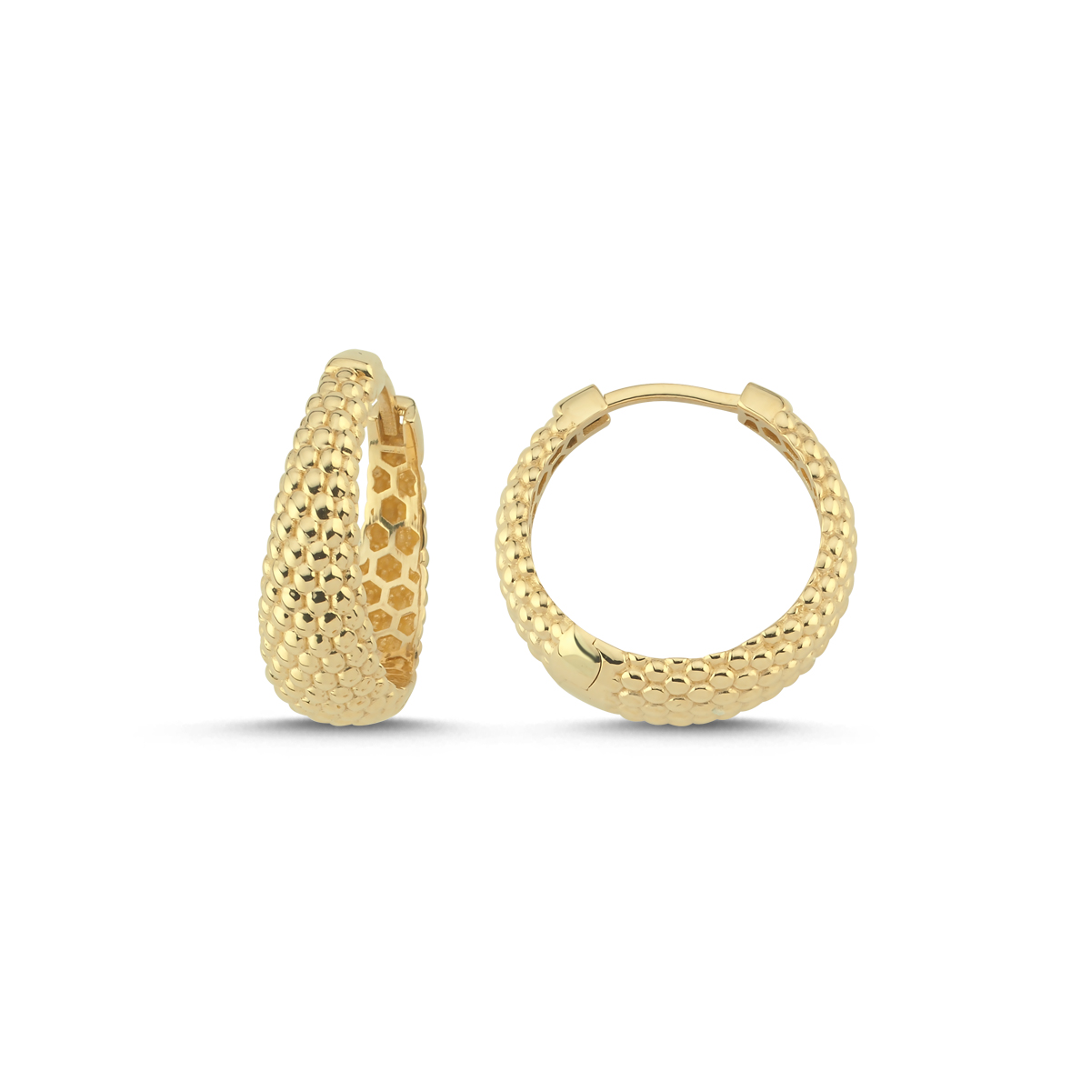 14 Ayar Kabartmalı Halka Küpe