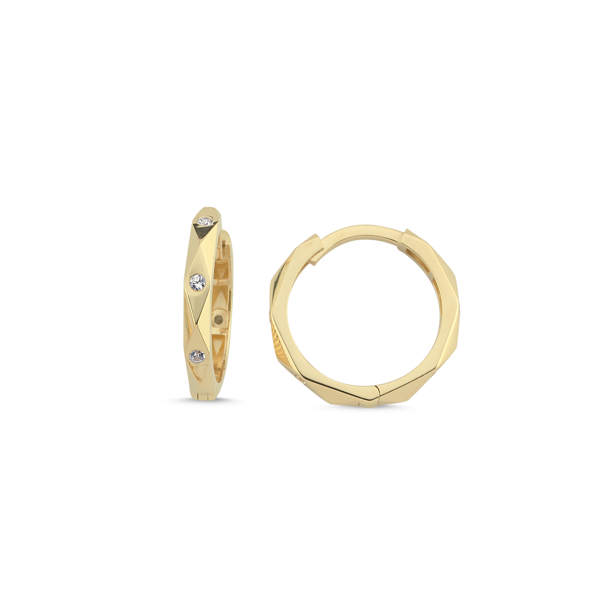 14 Ayar Zirkon Taşlı Küpe