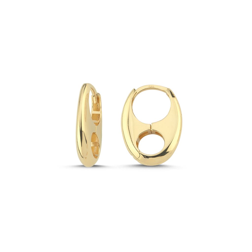 14 Ayar Oval Küpe