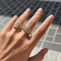 14 Ayar Üç Sıralı Yılan Yüzük