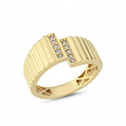 14 Ayar Ritim Çizgili Yüzük