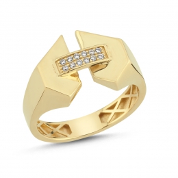 14 Ayar Taşlı Birleşen Kalp Yüzük