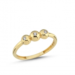 14 Ayar Zirkon Taşlı Top Yüzük