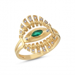 14 Ayar Yeşil Göz Yüzük