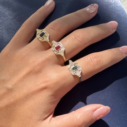 14 Ayar kırmızı Taşlı Vintage Yüzük