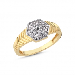 14 Ayar Altıgen Taşlı Yüzük