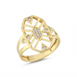 14 Ayar Zirkon Taşlı Ağ Yüzük