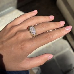 14 Ayar Zirkon Taşlı Bombeli Yüzük