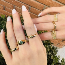 14 Ayar Yeşil Taşlı Yüzük