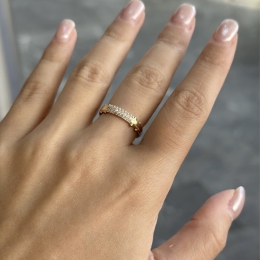 14 Ayar Üç Sıra Taşlı Yüzük