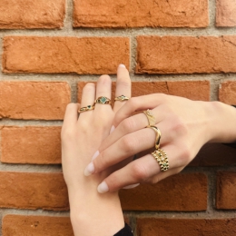 14 Ayar Yeşil Taşlı Şövalye Yüzük