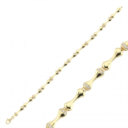 14 Ayar Taşlı Kemik Model Bileklik