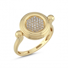 14 Ayar Yuvarlak Taş İşlemeli Yüzük