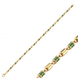 14 Ayar Yeşil Taşlı Silindir Bileklik