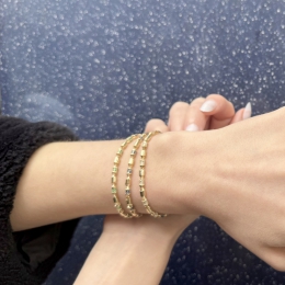 14 Ayar Yeşil Taşlı Silindir Bileklik