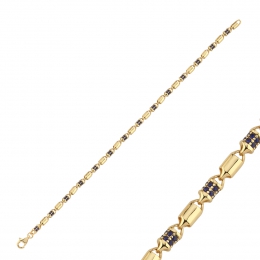 14 Ayar Siyah Taşlı Silindir Bileklik