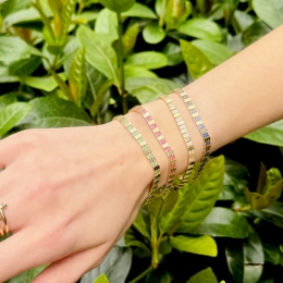 14 Ayar Kırmızı Taşlı Kare Bileklik