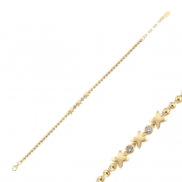 14 Ayar Çiçek Motifli Top Bileklik