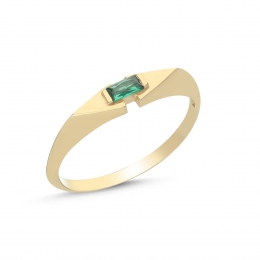 14 Ayar Yeşil Taşlı Yüzük