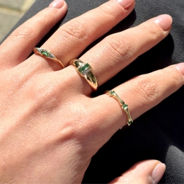 14 Ayar Yeşil Taşlı Yüzük