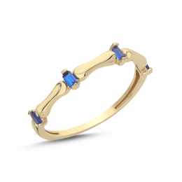 14 Ayar Mavi Taşlı Minimal Yüzük