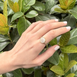 14 Ayar Taşlı Daire Yüzük