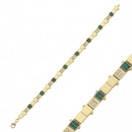 14 Ayar Yeşil Taşlı Unisex Bileklik