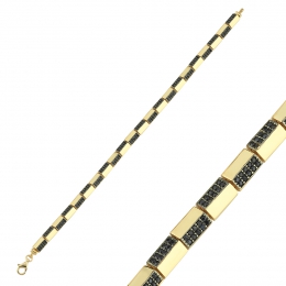 14 Ayar Siyah Taşlı Unisex Bileklik