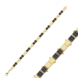 14 Ayar Siyah Taşlı Unisex Bileklik