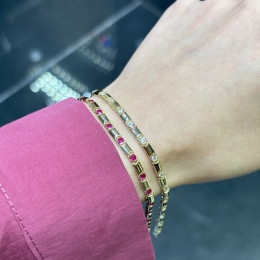 14 Ayar Beyaz Sıra Taşlı Bileklik